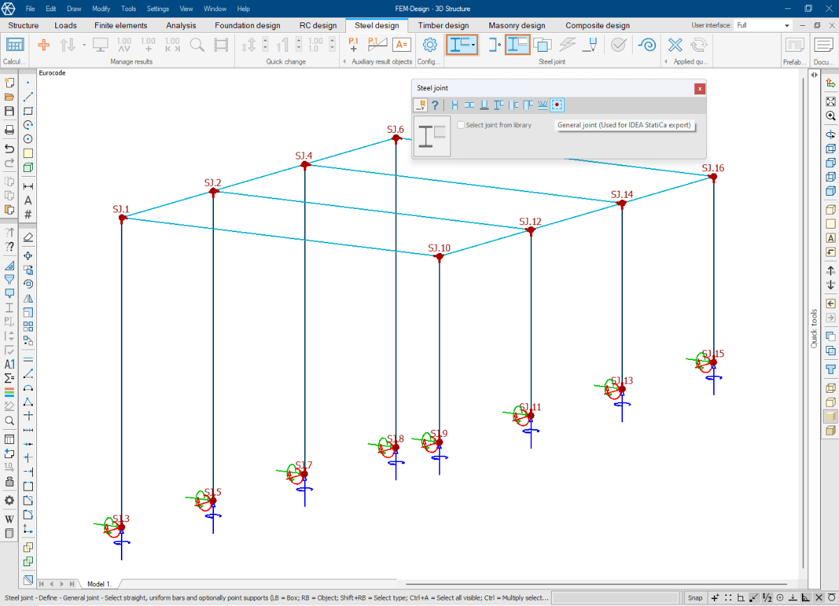 FEM-Design IDEA StatiCa connection - define joints