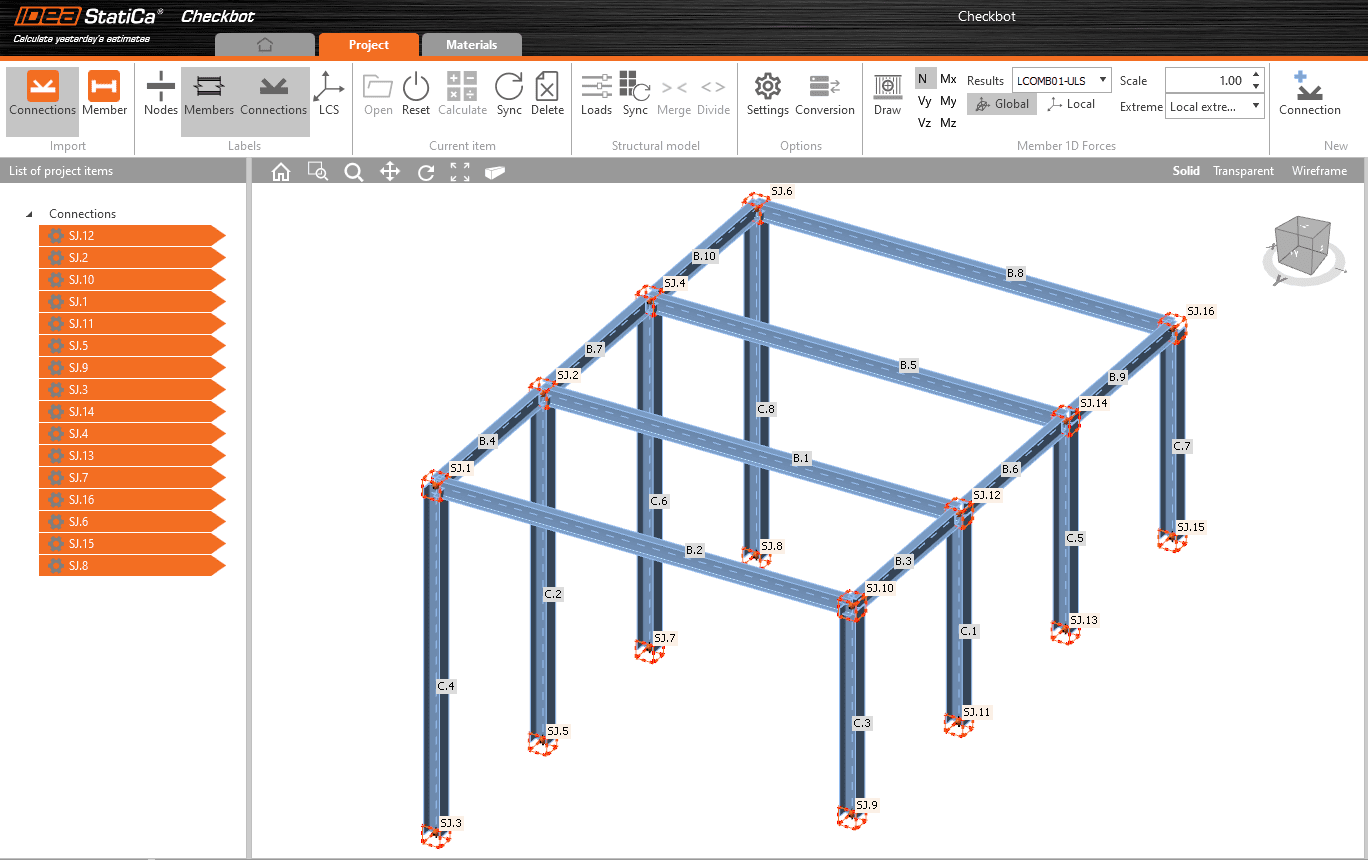 FEM-Design IDEA StatiCa connection - import tab