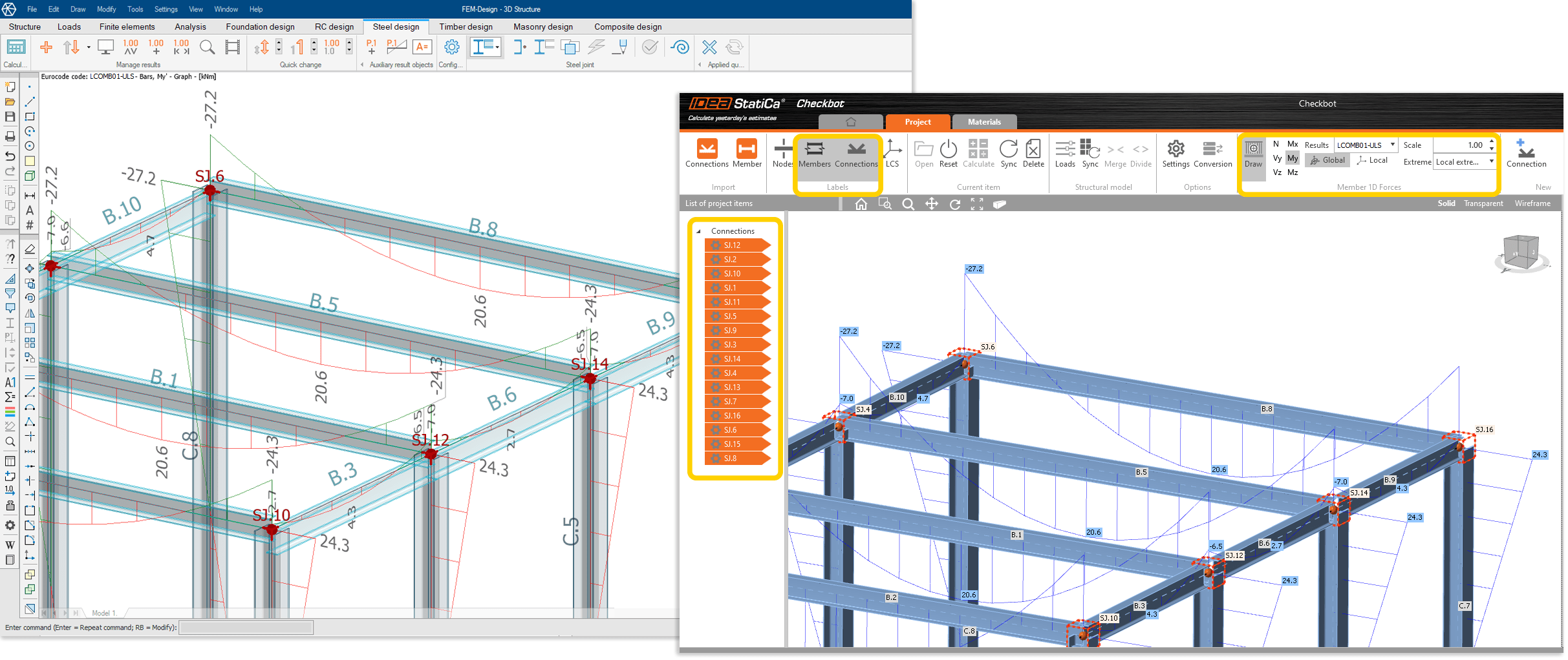 FEM-Design IDEA StatiCa connection - detailed design