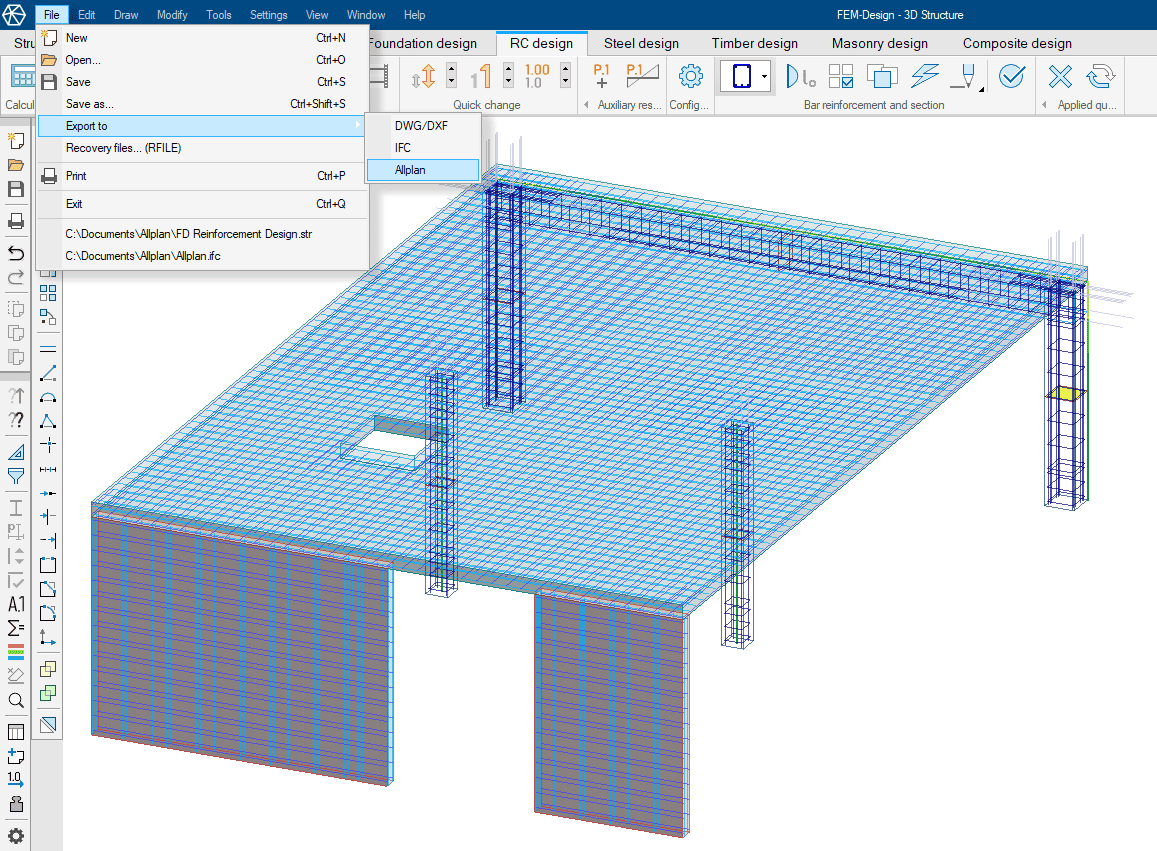 FEM-Design Allplan connection - reinforcement export