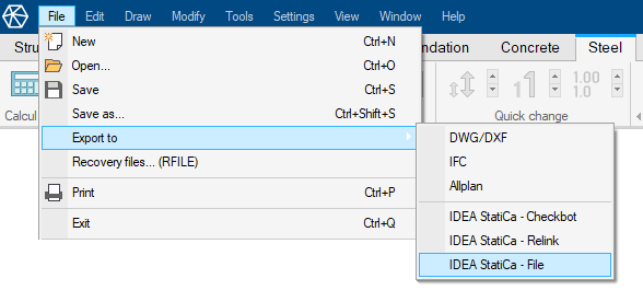 FEM-Design IDEA StatiCa connection - file exchange