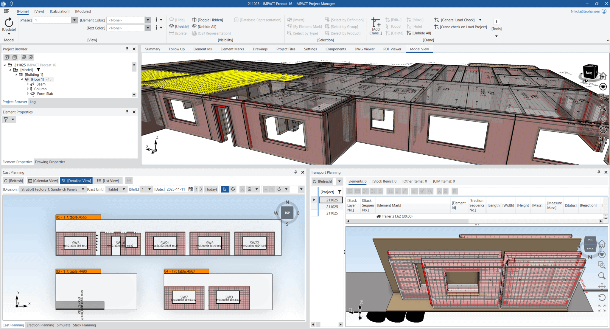 Precast element displayed in IMPACT using OBJ representation, showing improved 3D visualization.