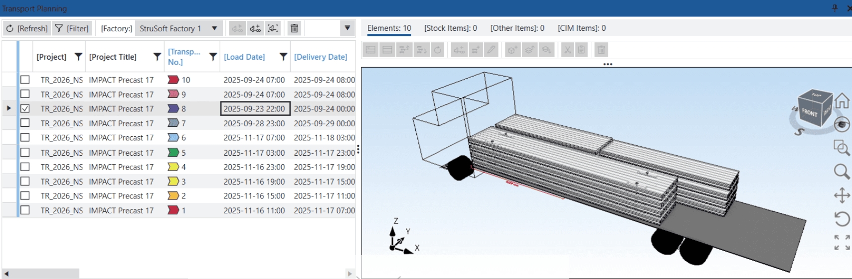 Hollowcore transport planning
